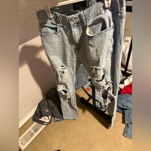 PacSun Men's Light Blue Ripped Jeans
